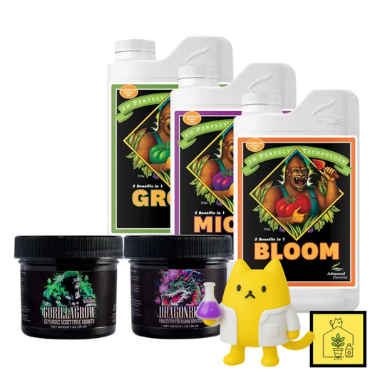 Kit nutrientes pH Perfect (Micro, Bloom y Grow), GorillaGrow y DragonBud (3L+1L, 4oz)